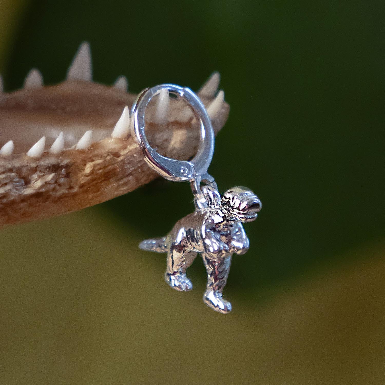 Dinosaur Hoop Earrings - Silver