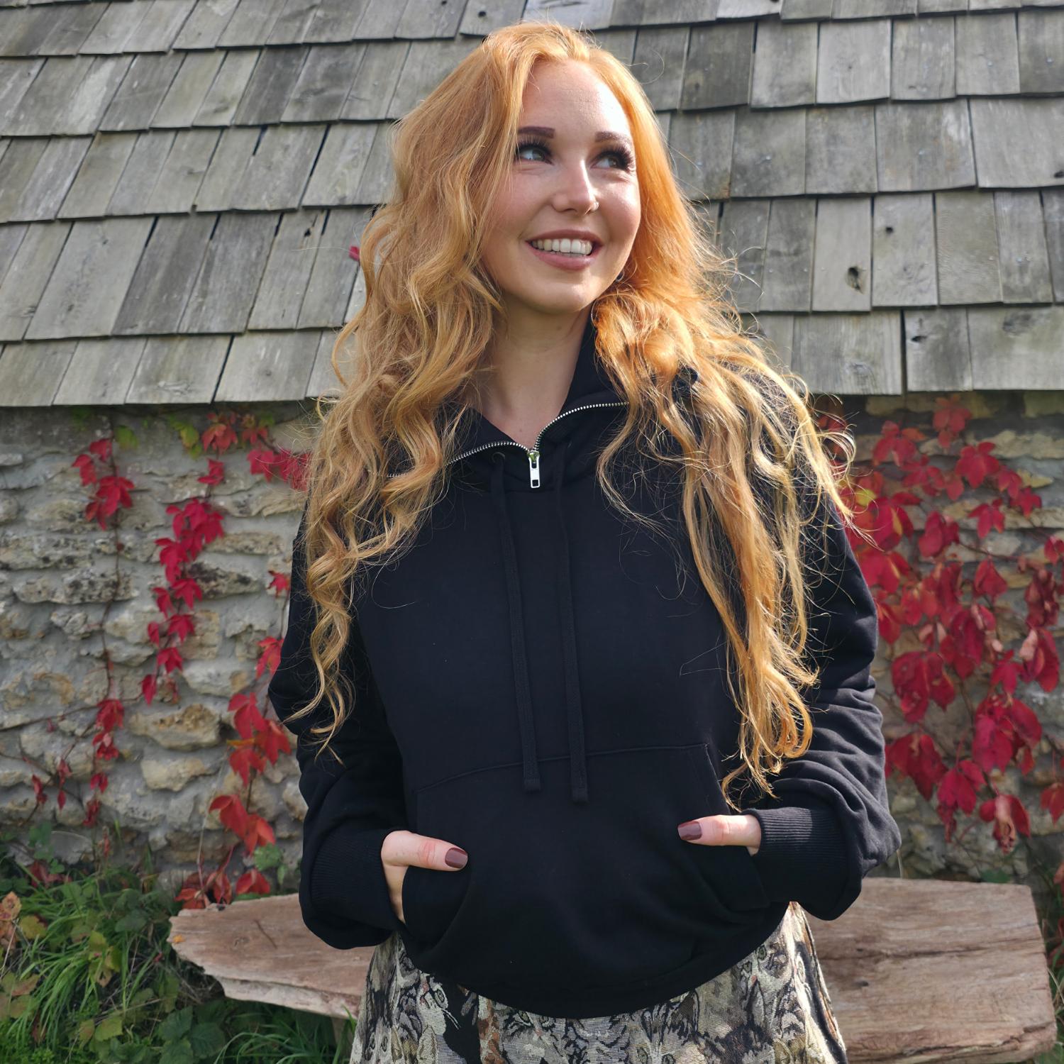 Cropped Bow Back Hoodie - Black - Tights & Clothes In Sizes 1-34