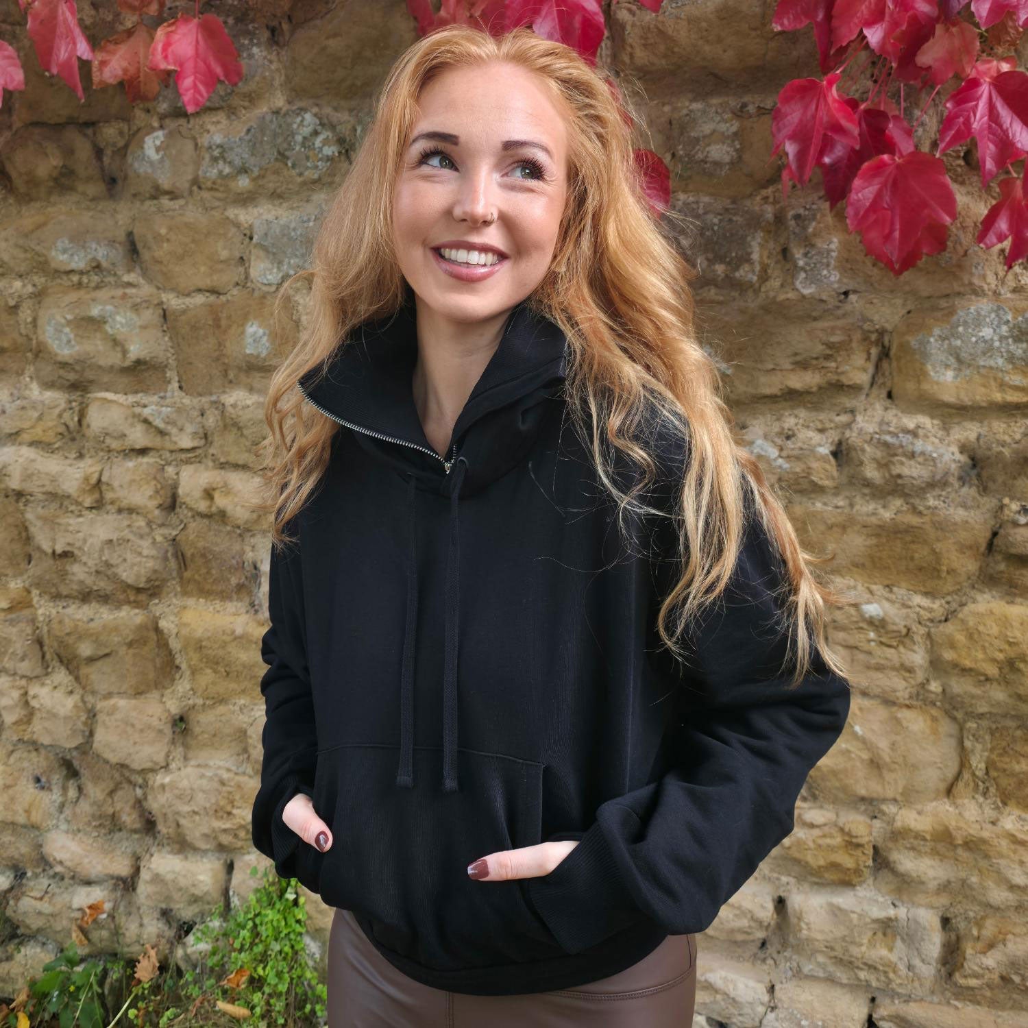 Cropped Bow Back Hoodie - Black - Tights & Clothes In Sizes 1-34