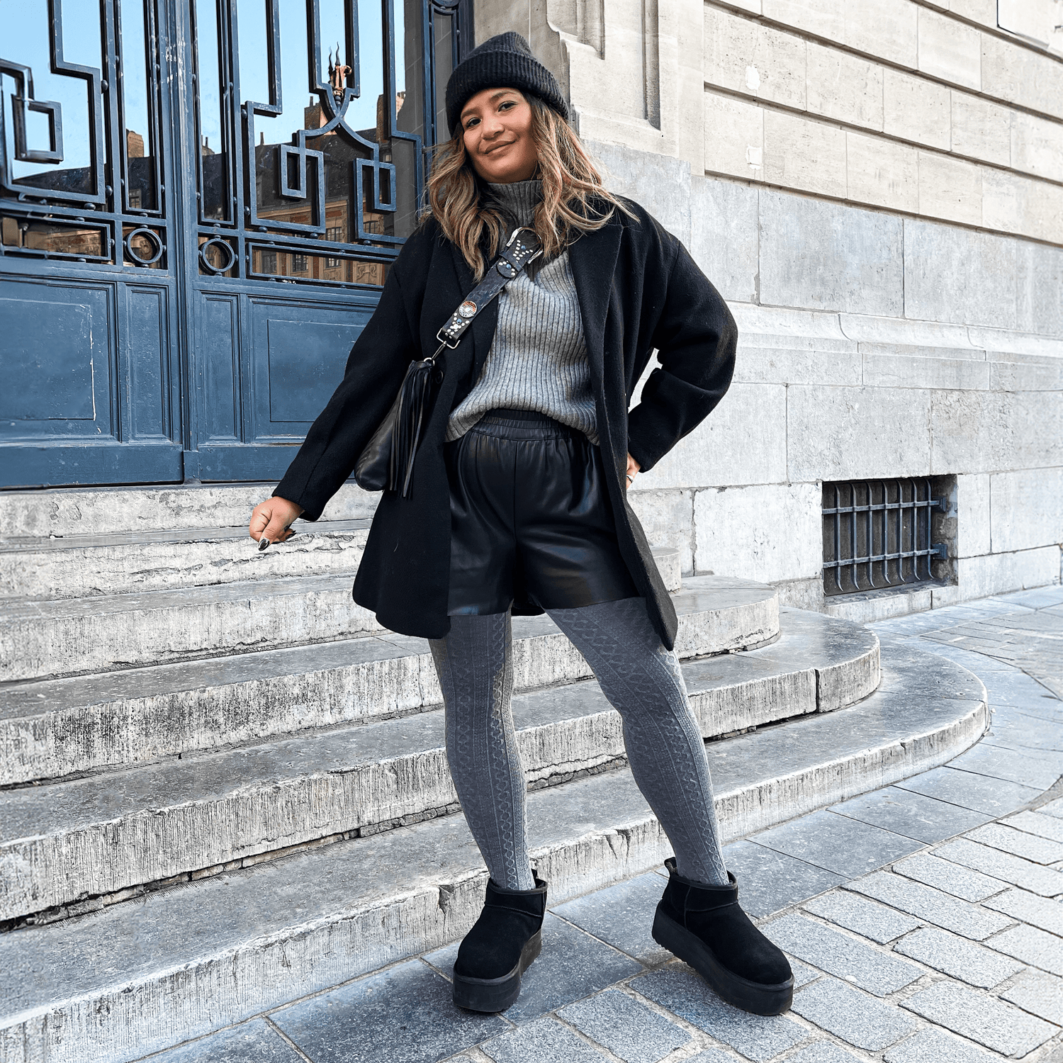 Grannies Cable Knit Wool Tights V2 - Slate