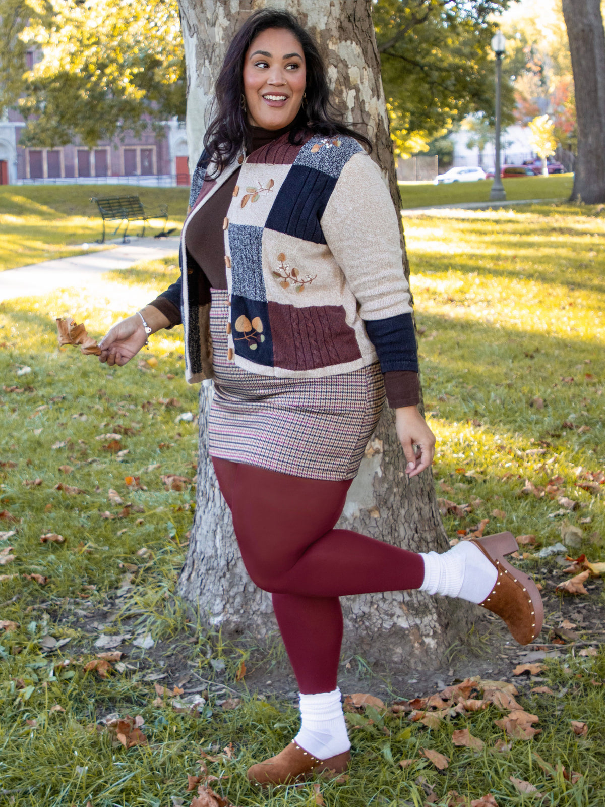 Opaque 80 Den Tights - Burgundy