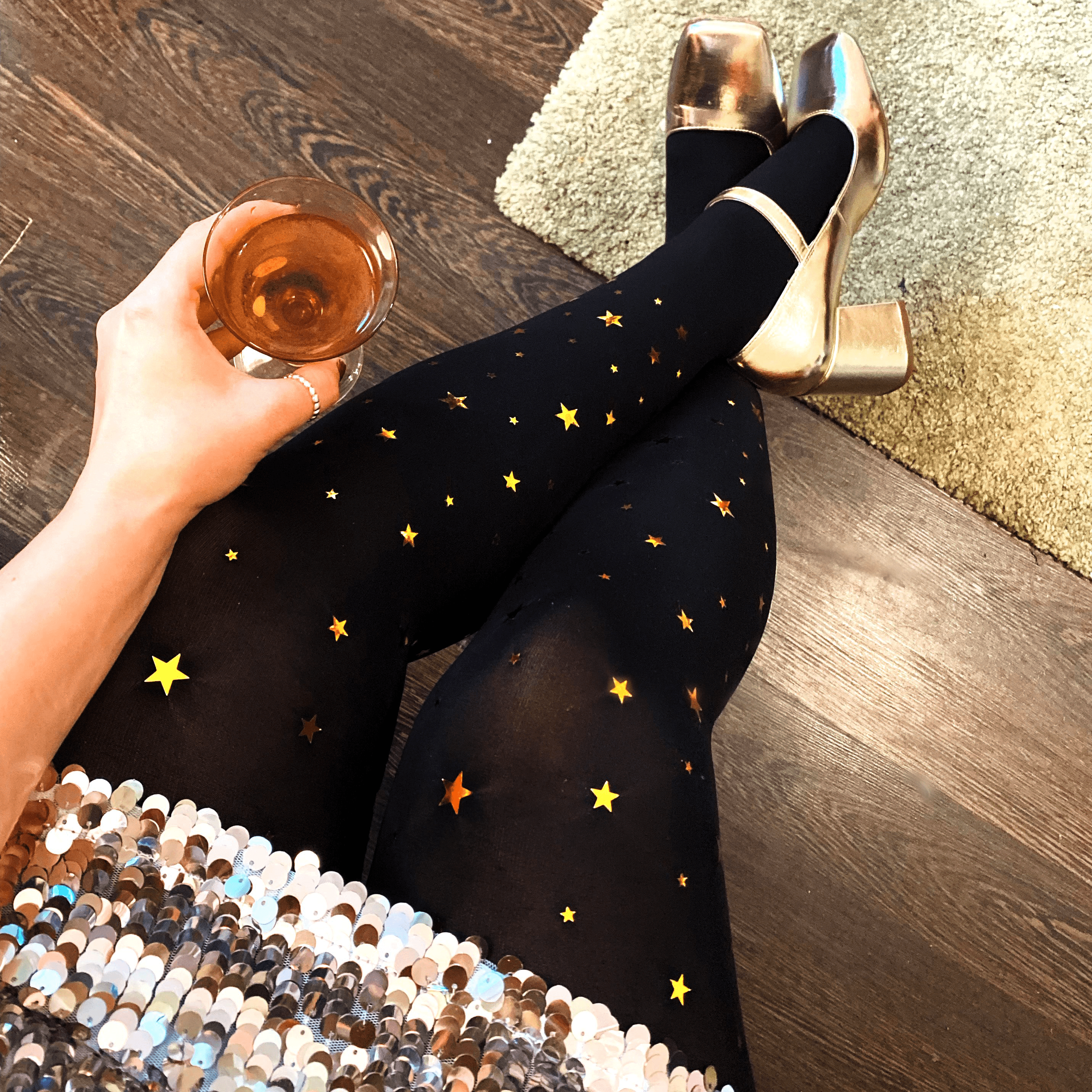 Gold shop star tights