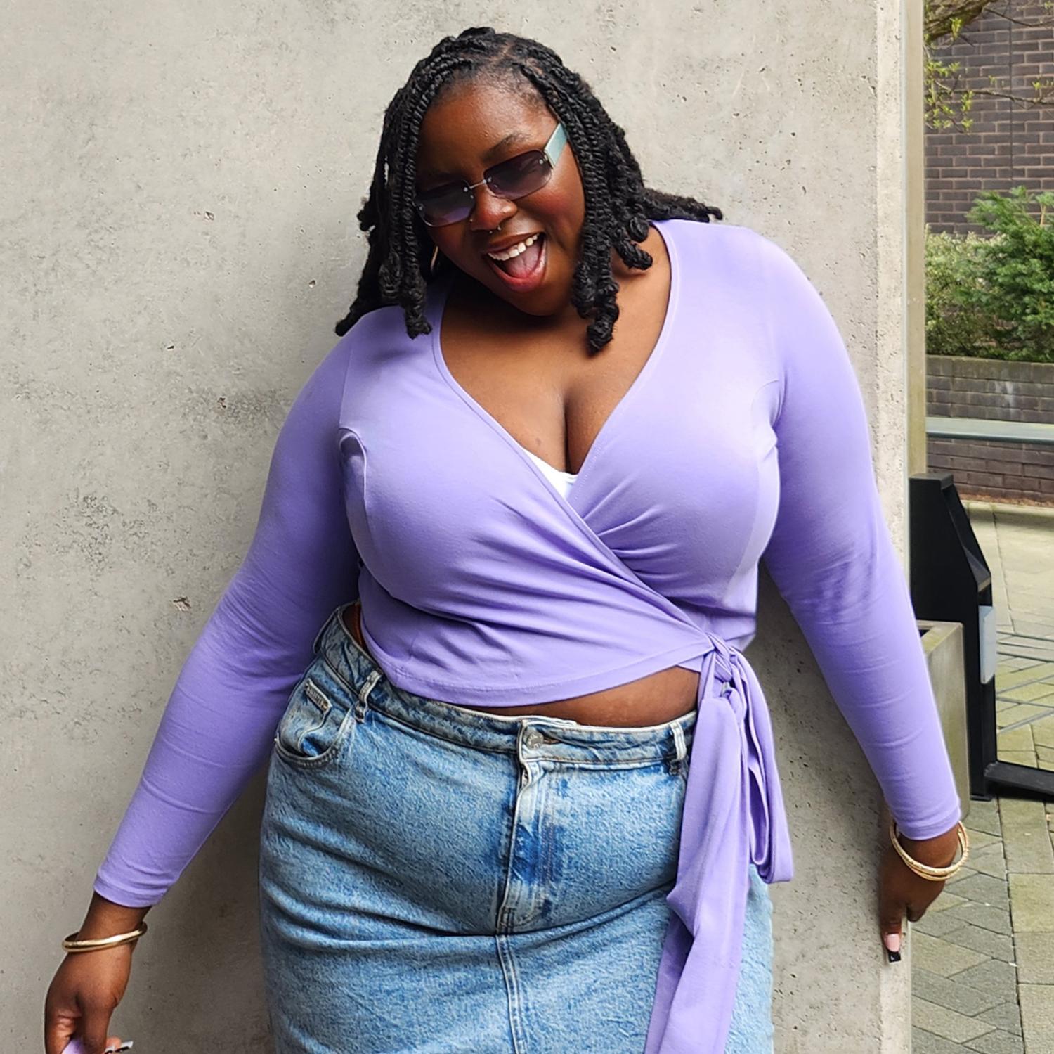 Snag Lavender Stretch Cotton Wrap Top | Inclusive – Snag Canada
