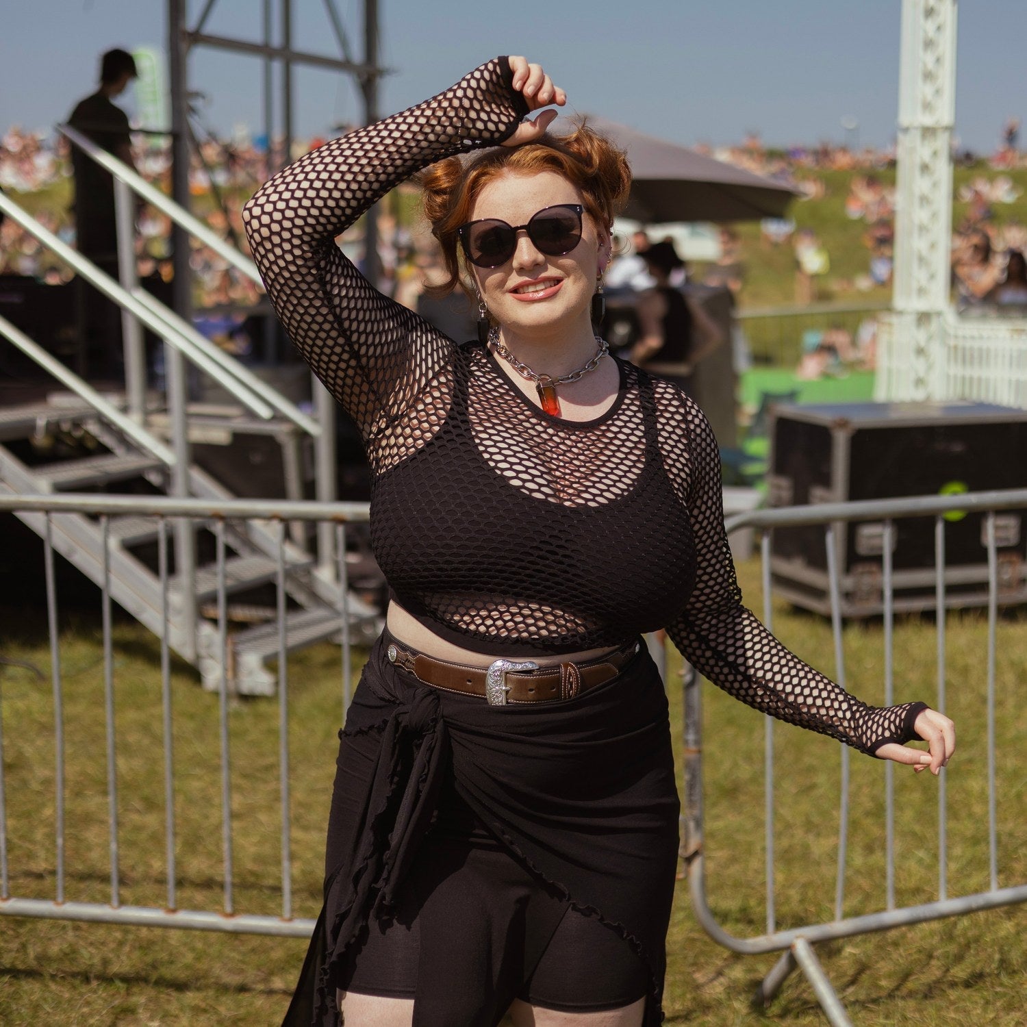 Alanis Full Fishnet Top - Black
