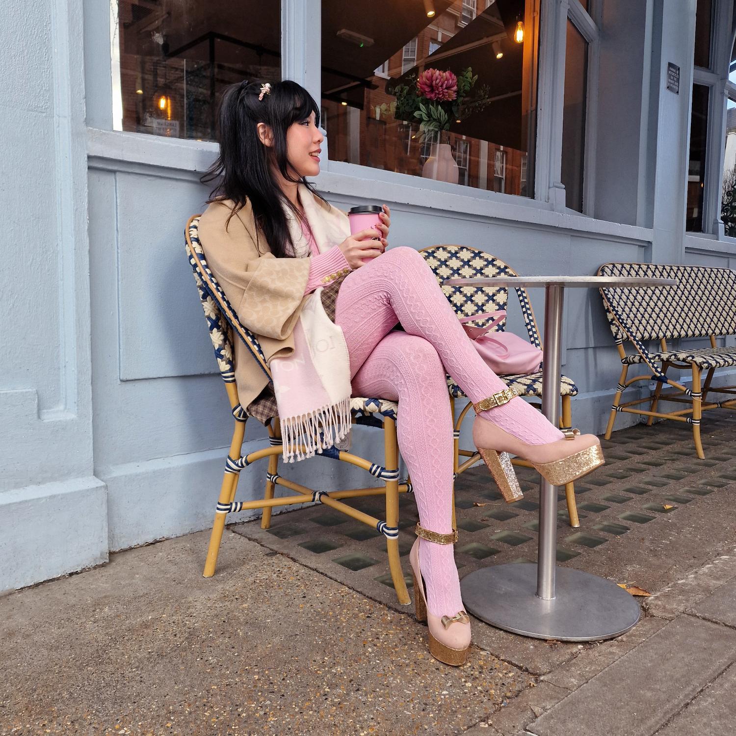 Grannies Cable Knit Wool Tights V2 - Piglet