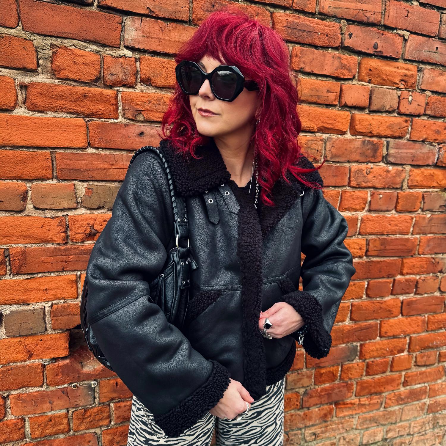 Black Borg Aviator Jacket - Snuggly & Stylish Vegan Suede – Snag