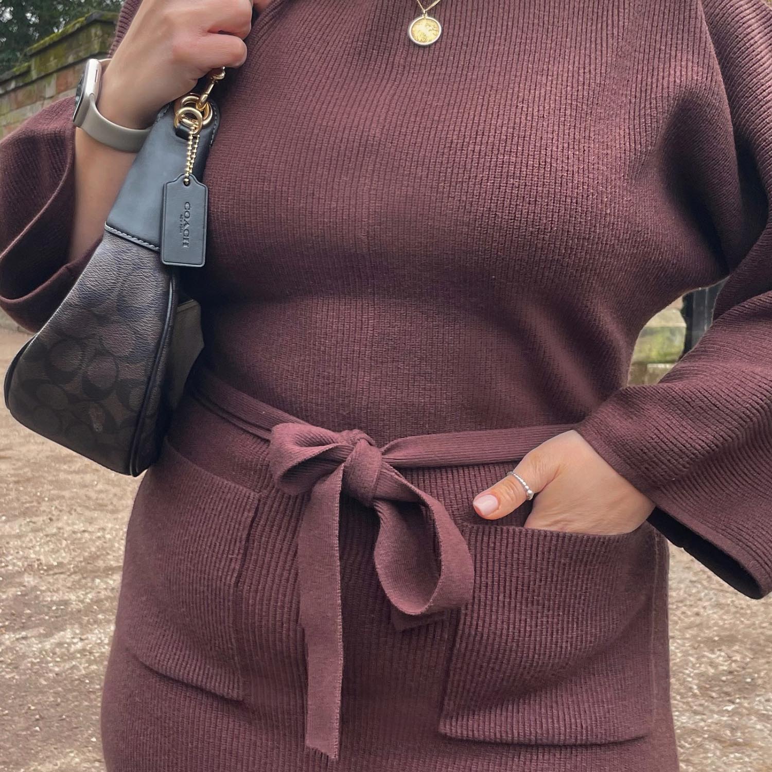 Midi Knitted Cocoon Dress - Hot Chocolate - Tights & Clothes In