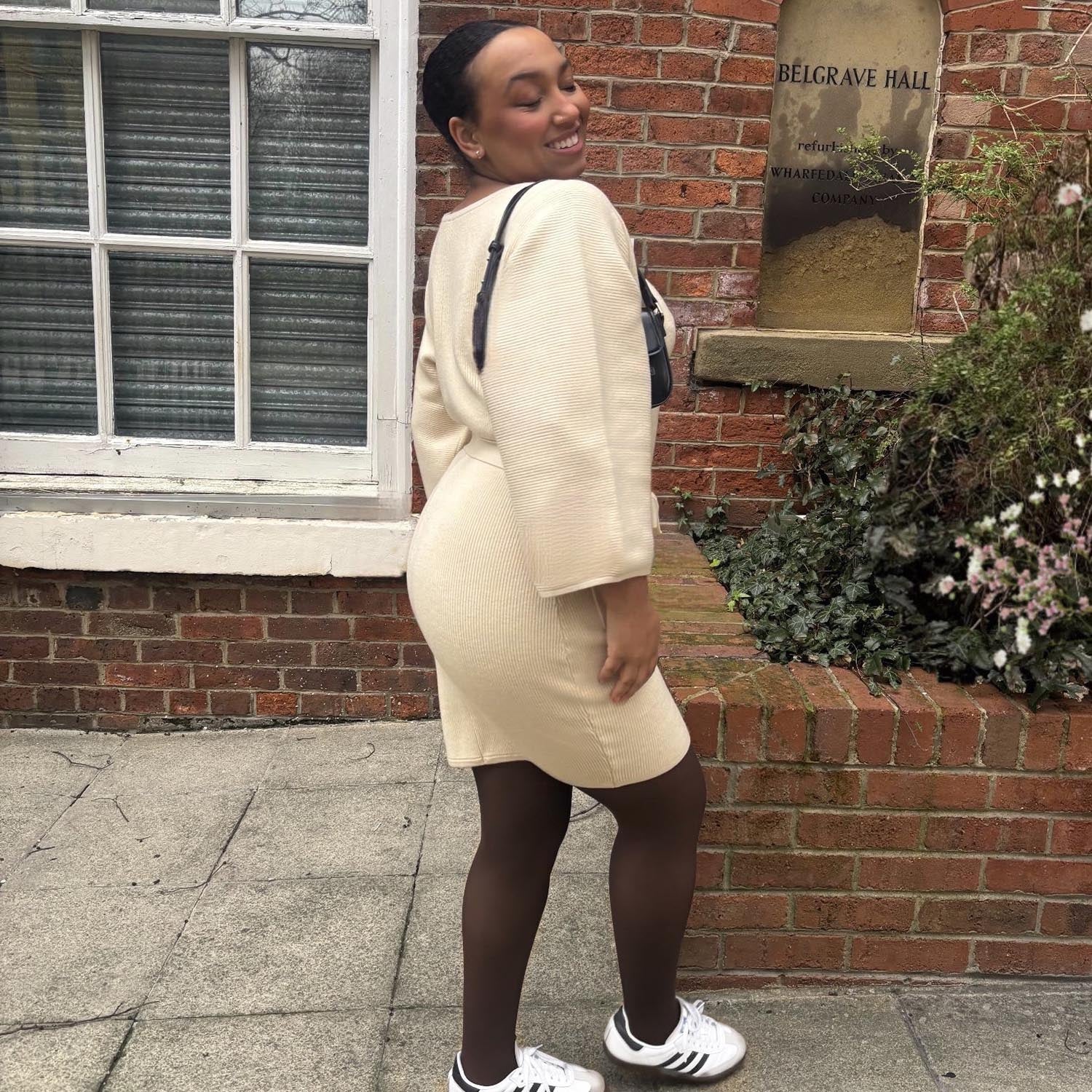 Oatmeal Cocoon Knit Mini Dress with Pockets | Snag – Snag Canada