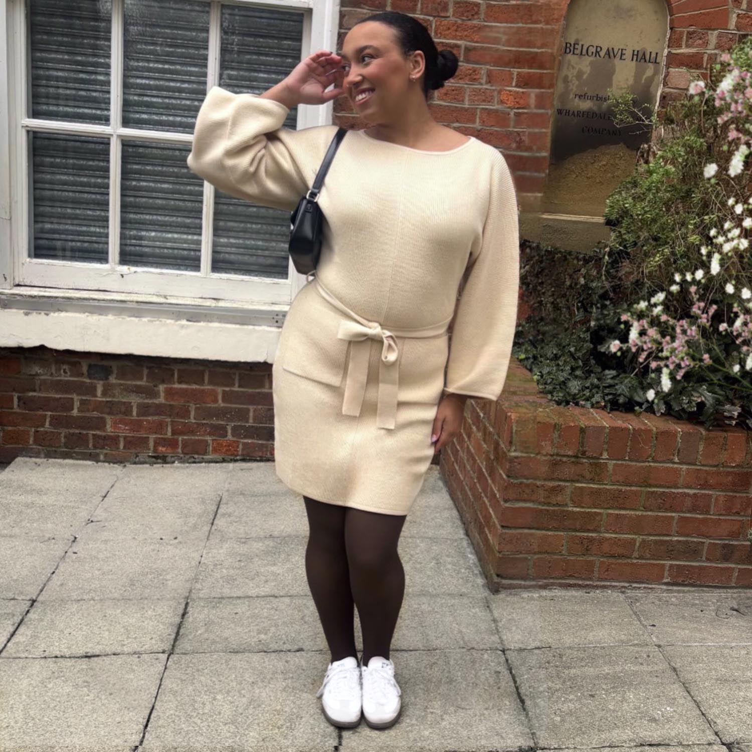 Oatmeal Cocoon Knit Mini Dress with Pockets | Snag – Snag Canada