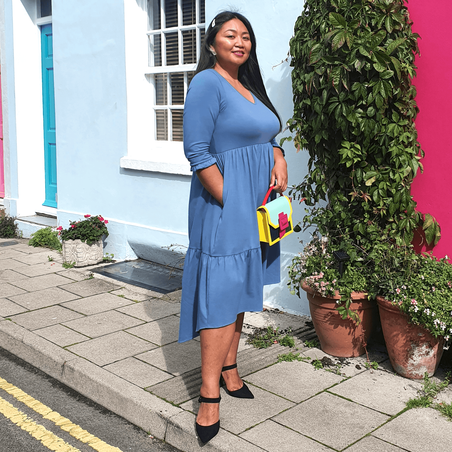 Tiered Midi Dress - Denim