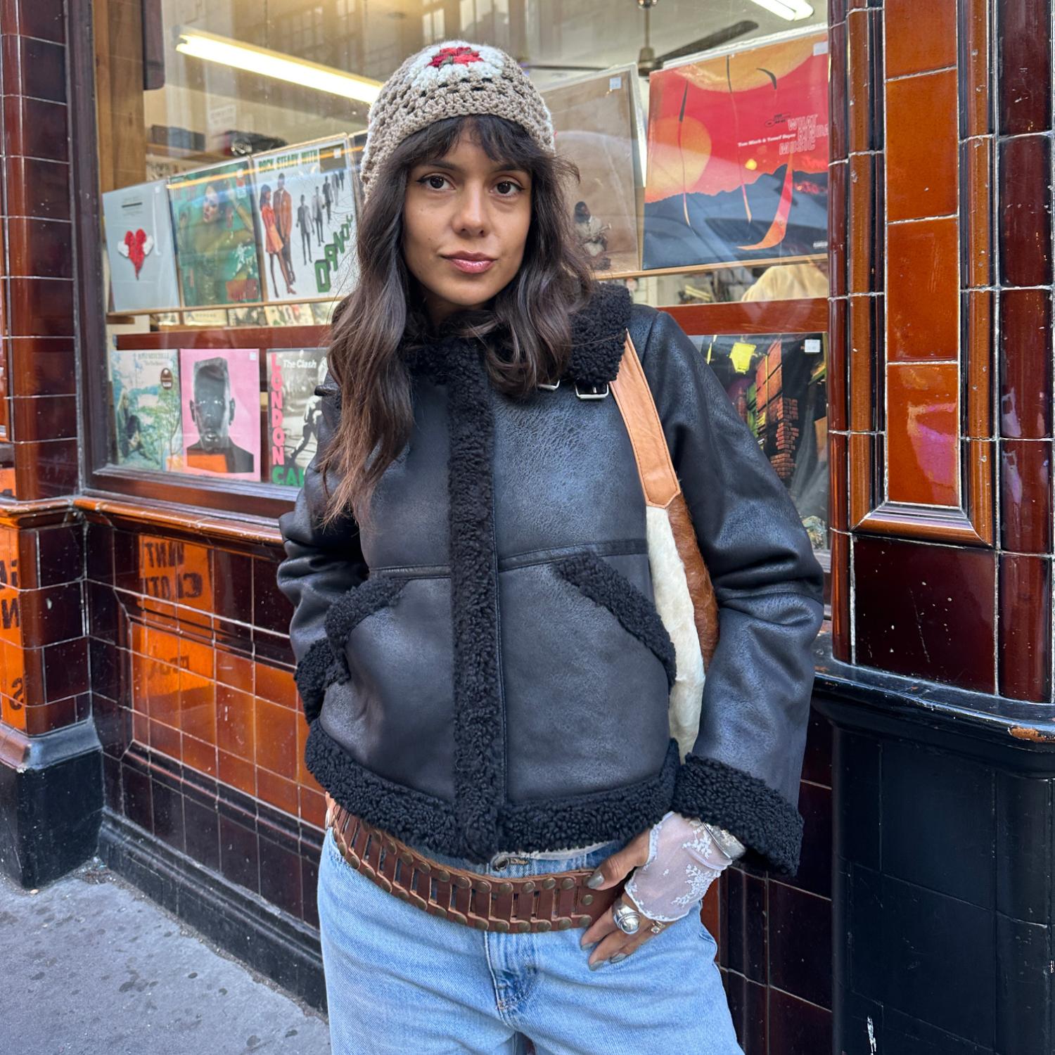 Black Borg Aviator Jacket - Snuggly & Stylish Vegan Suede – Snag