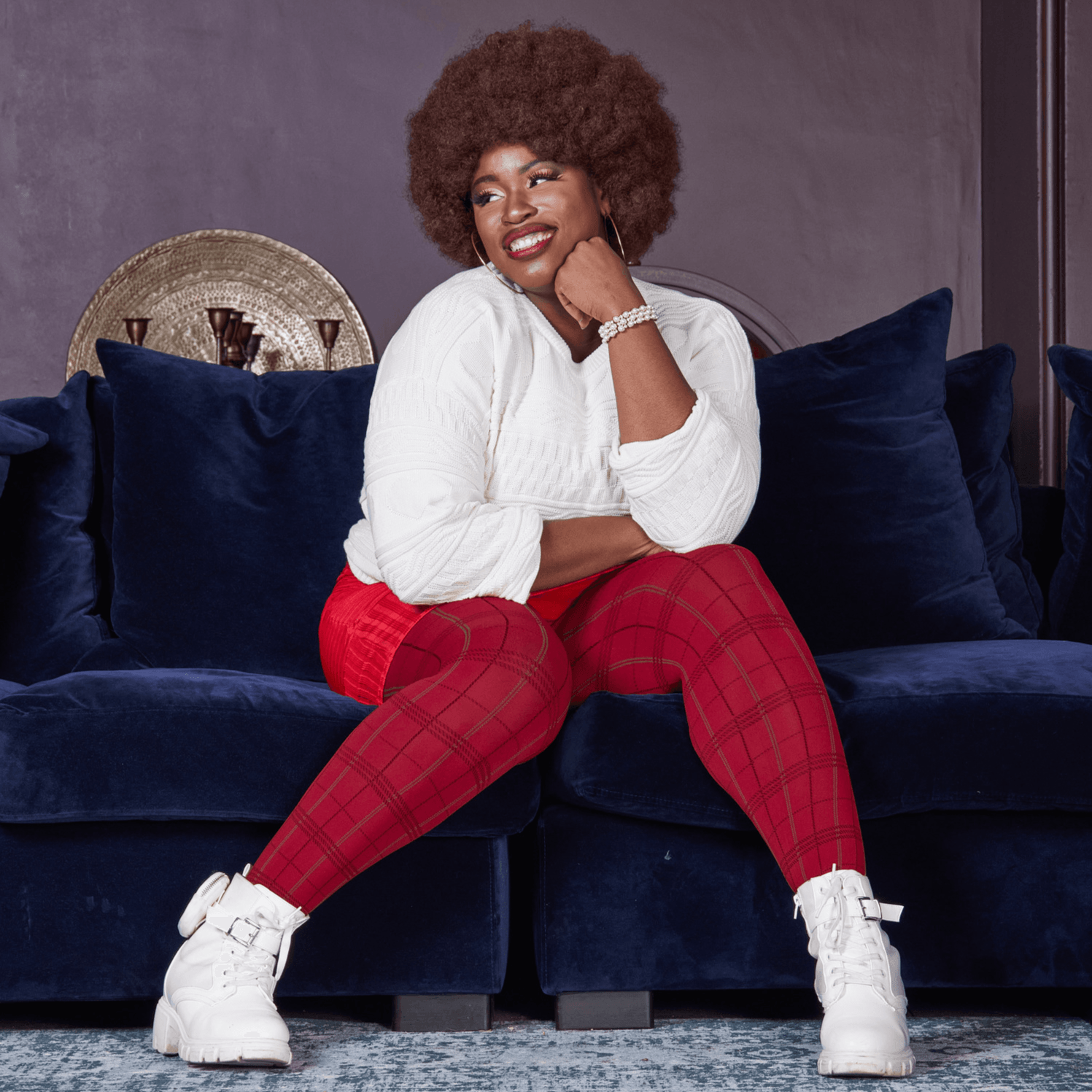 Plaid 2025 red sweater