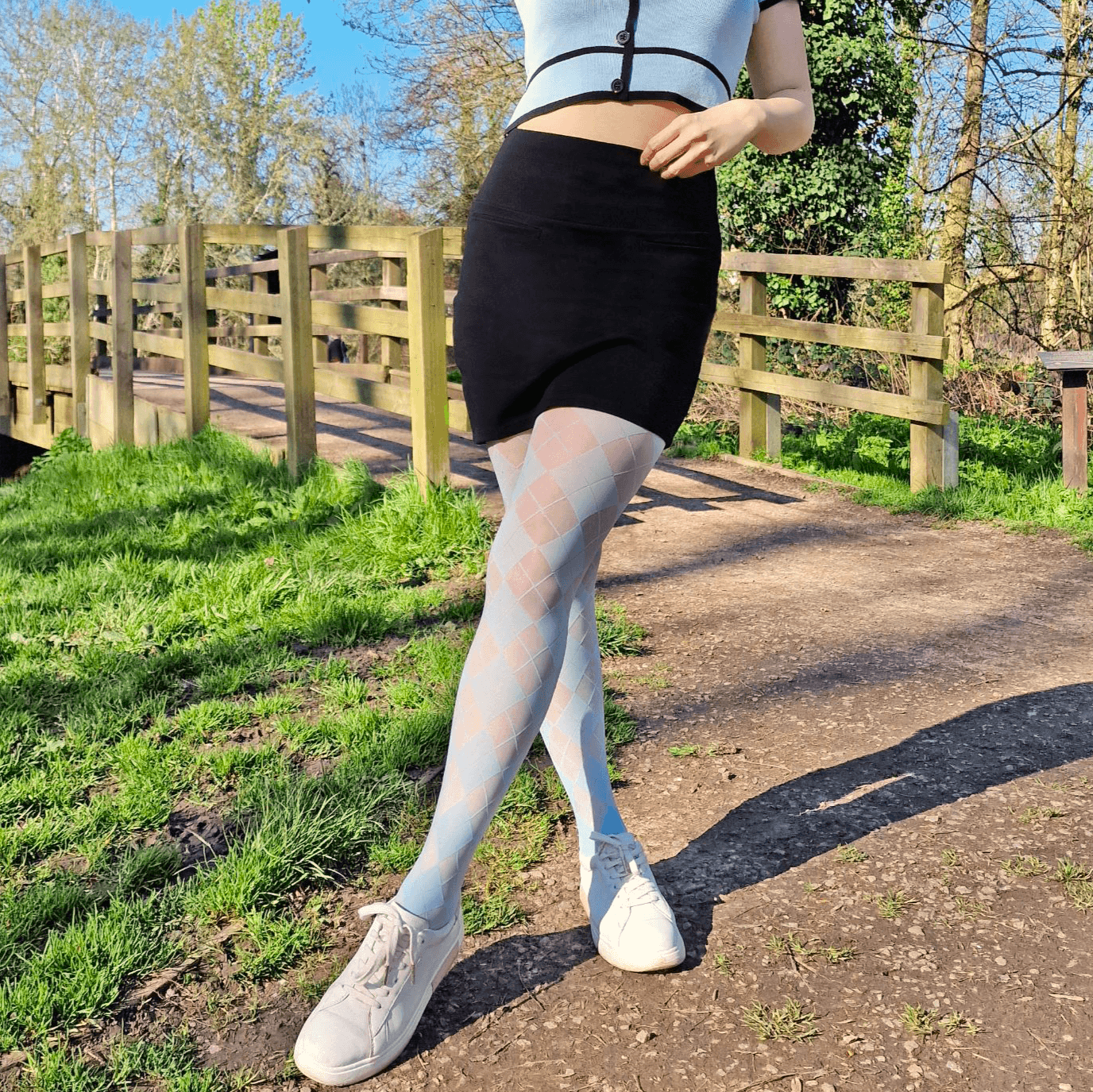 Green skirt black 2024 tights