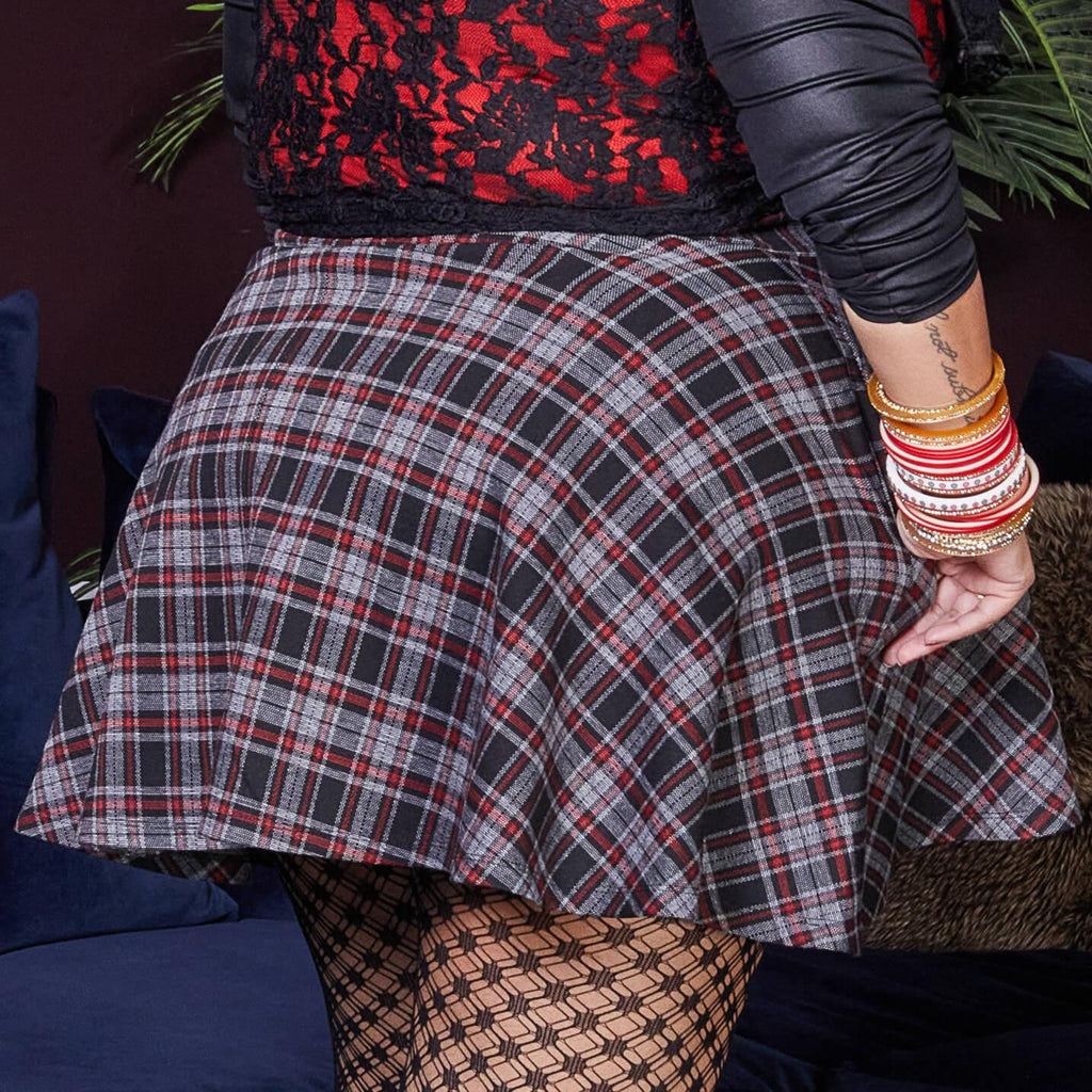 Mini Flare Plaid Skirt - Gosh! - Bonnie - Snag Canada