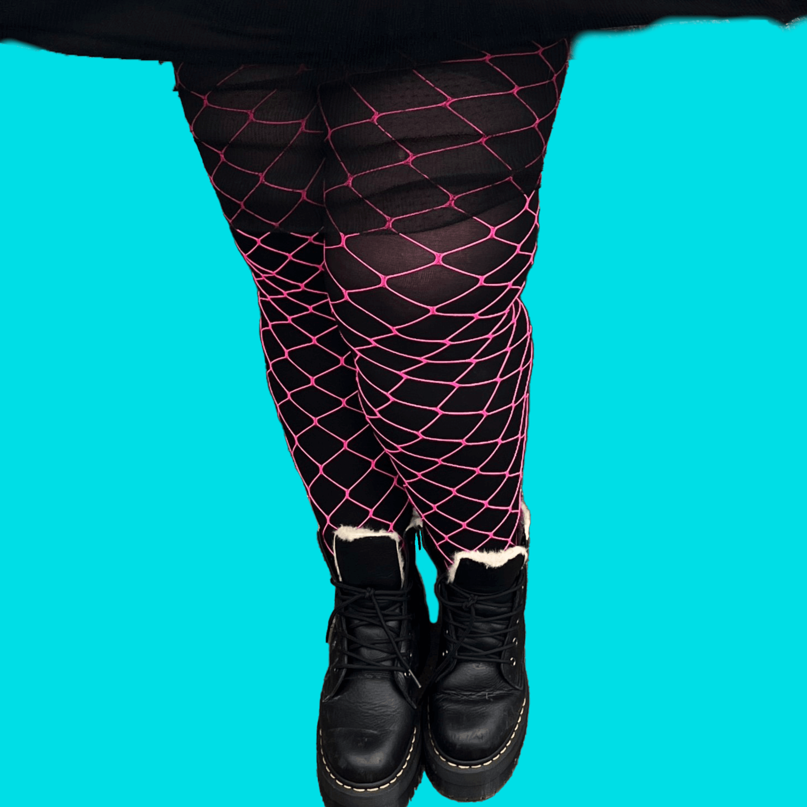 Neon pink fishnet sales socks