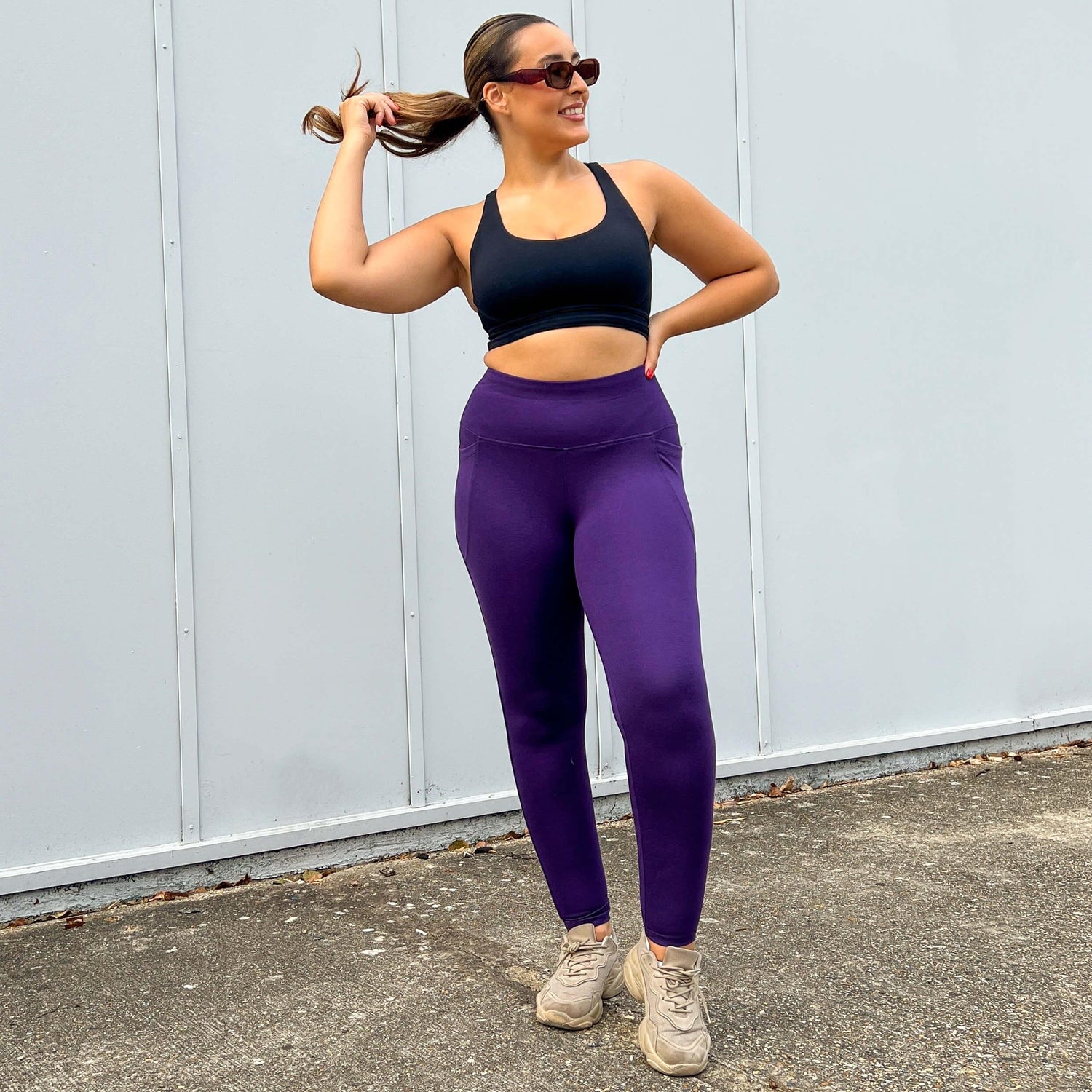 Squat Proof Long Leggings - Suffragette Purple - Snag Canada