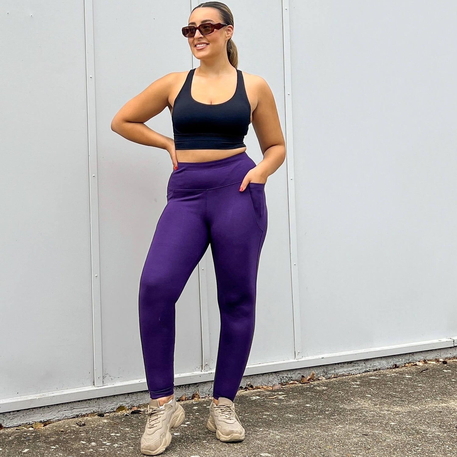 Squat Proof Long Leggings - Suffragette Purple - Snag Canada