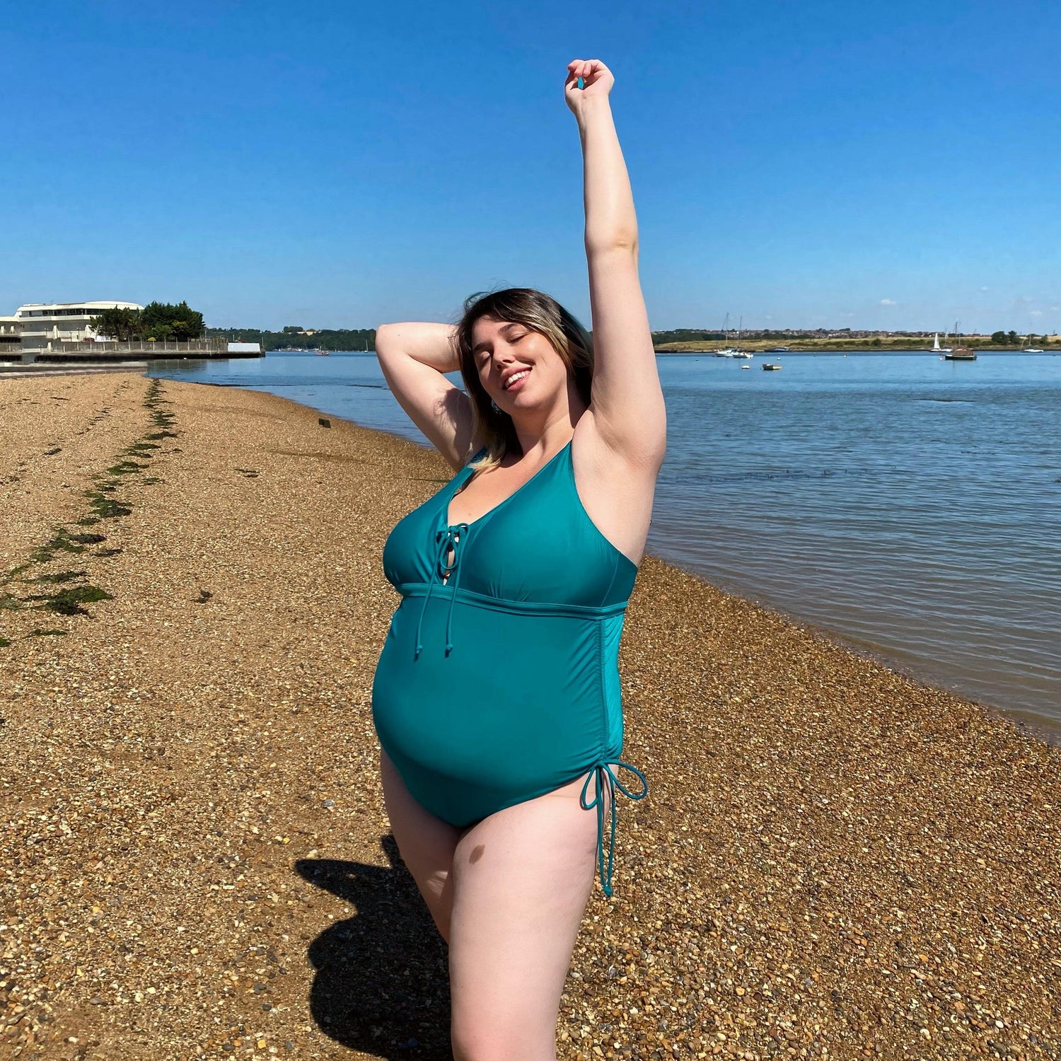 Maternity Swimsuit - That loving feel'in - Teal - Snag Canada