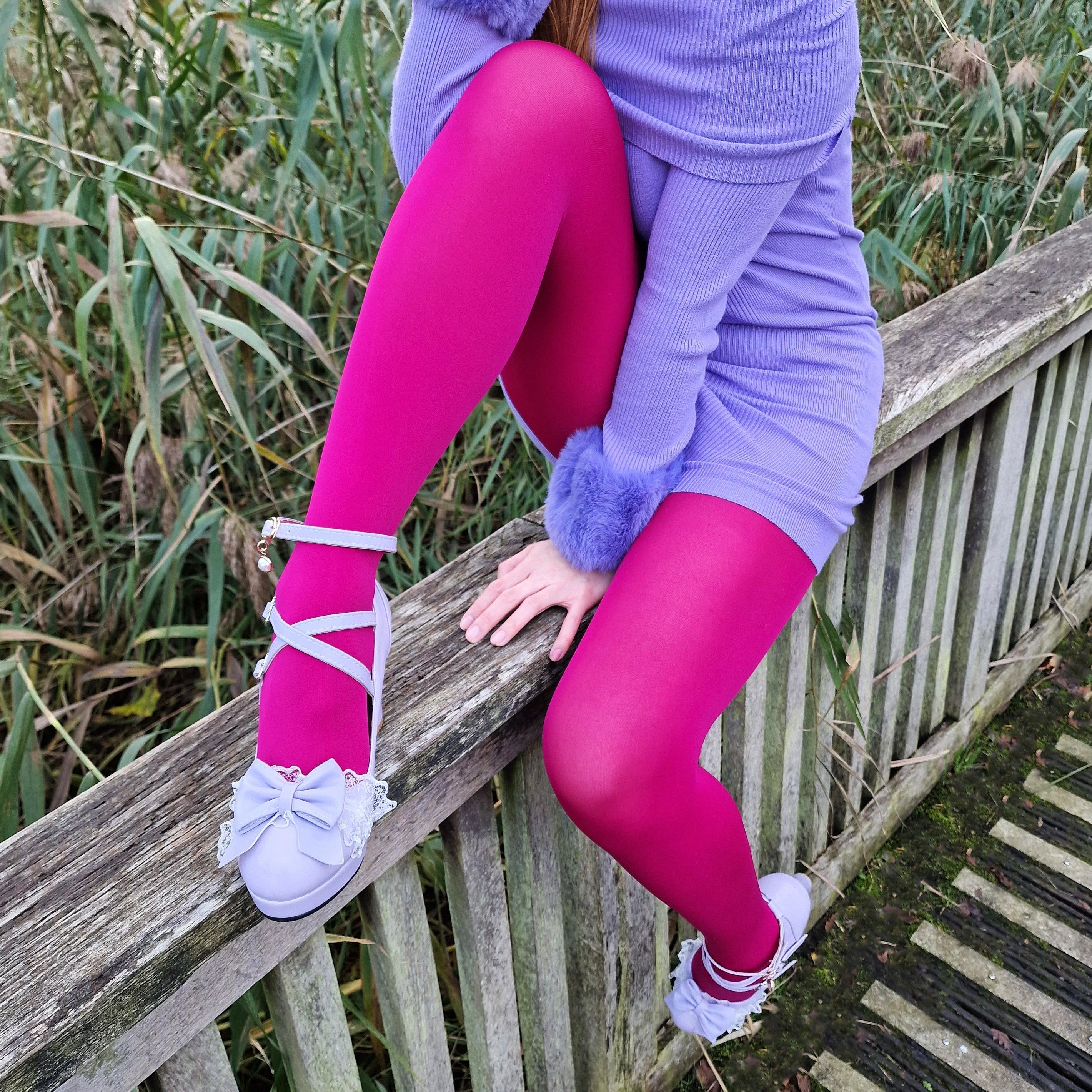 Opaque Raspberry Pink Coloured Tights