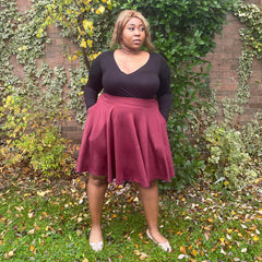 Flare Skirt - Oh My Gosh! - Burgundy - Snag Canada