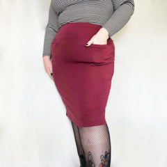 Pencil Skirt - Oh my! - Burgundy - Snag Canada