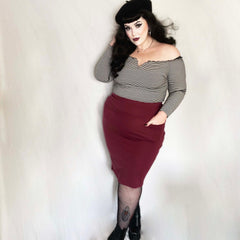 Pencil Skirt - Oh my! - Burgundy - Snag Canada